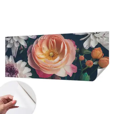 Selbstklebende Fototapete fürs Schlafzimmer mit floralem Muster in sanften Farbtönen