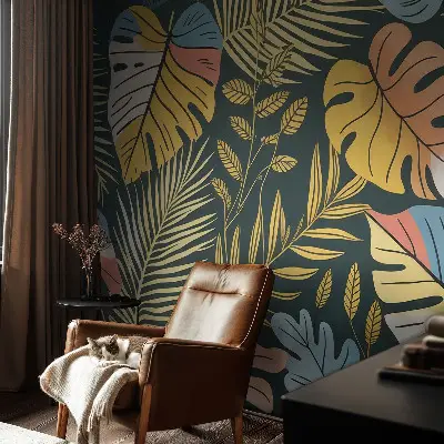 68D-Fototapete fürs Wohnzimmer mit tropischem Motiv