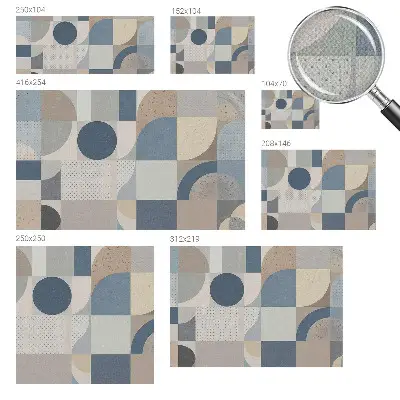 Fototapete in 3D-Optik mit geometrischem Mosaikmotiv