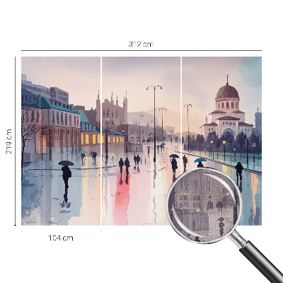 Moderne Fototapete nach Maß mit dem Motiv „Ein Spaziergang im Regen“
