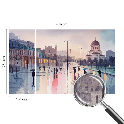 Moderne Fototapete nach Maß mit dem Motiv „Ein Spaziergang im Regen“