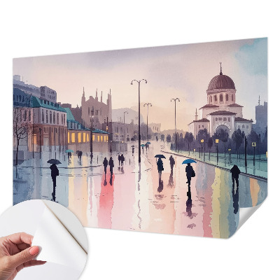 Moderne Fototapete nach Maß mit dem Motiv „Ein Spaziergang im Regen“