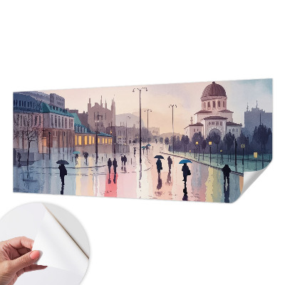 Moderne Fototapete nach Maß mit dem Motiv „Ein Spaziergang im Regen“