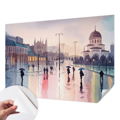 Moderne Fototapete nach Maß mit dem Motiv „Ein Spaziergang im Regen“