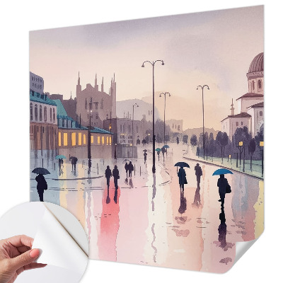 Moderne Fototapete nach Maß mit dem Motiv „Ein Spaziergang im Regen“