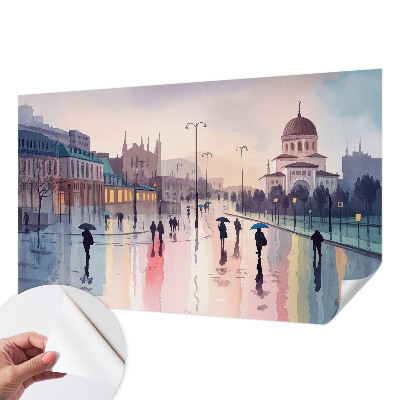 Moderne Fototapete nach Maß mit dem Motiv „Ein Spaziergang im Regen“