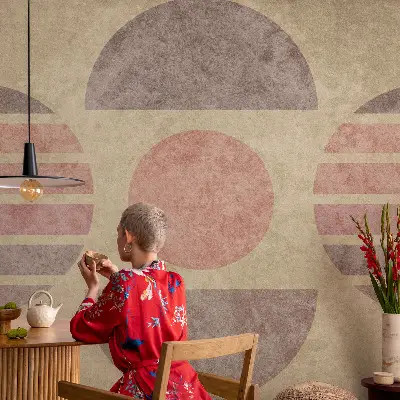 Motivtapete fürs Wohnzimmer mit geometrischem Formmuster