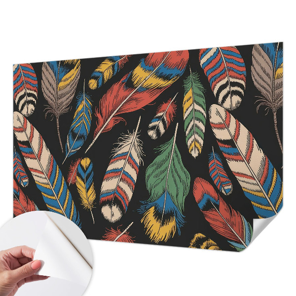 45D-Fototapete fürs Schlafzimmer Bunte Federn