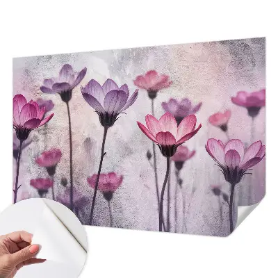Hochwertige Bildtapete mit pastellfarbenem Blumenmuster