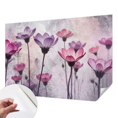 Hochwertige Bildtapete mit pastellfarbenem Blumenmuster