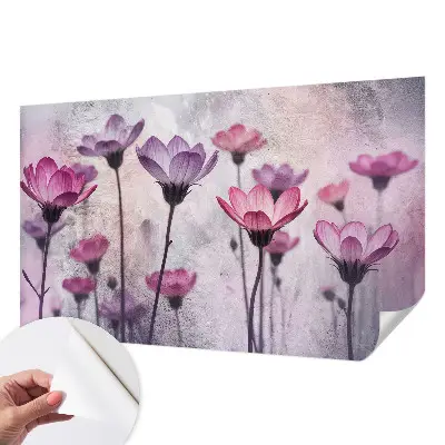 Hochwertige Bildtapete mit pastellfarbenem Blumenmuster