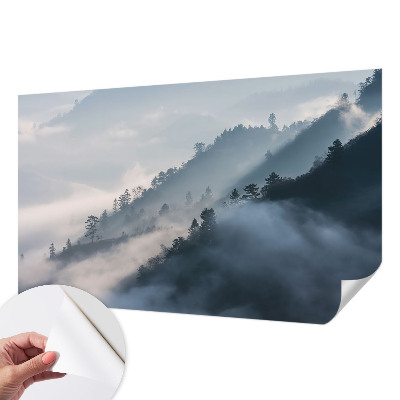 Vintage Tapete mit Motiv einer nebligen Landschaft