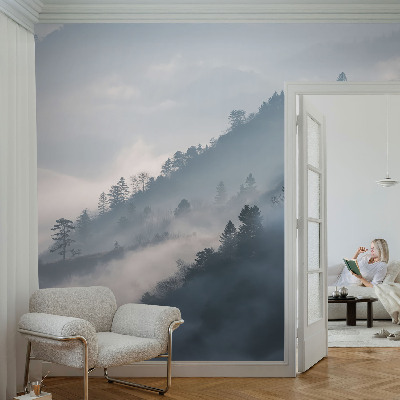 Vintage Tapete mit Motiv einer nebligen Landschaft