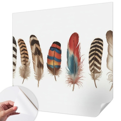 Selbstklebende Fototapete für die Wand mit buntem Federdesign