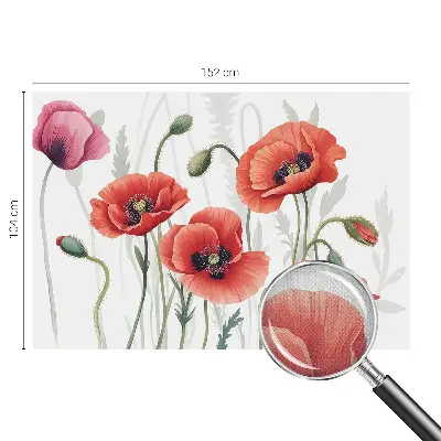 Selbstklebende Fototapete fürs Schlafzimmer mit rotem Mohnblumen-Motiv