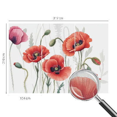 Selbstklebende Fototapete fürs Schlafzimmer Rote Mohnblumen