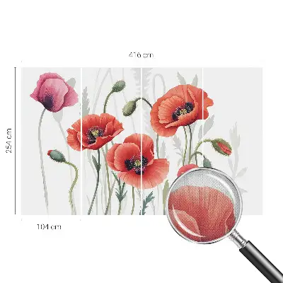 Selbstklebende Fototapete fürs Schlafzimmer mit rotem Mohnblumen-Motiv