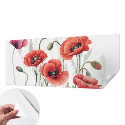Selbstklebende Fototapete fürs Schlafzimmer mit rotem Mohnblumen-Motiv