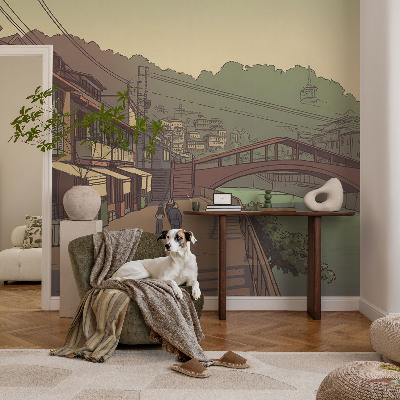 Fototapete nach Maß in pastellfarbenem Design mit einer Landschaft