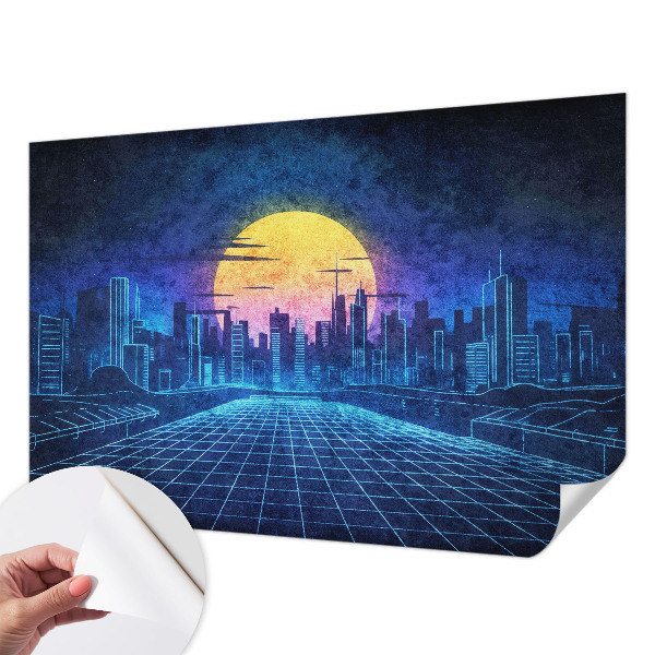 Motivtapete fürs Wohnzimmer mit einer futuristischen Landschaft