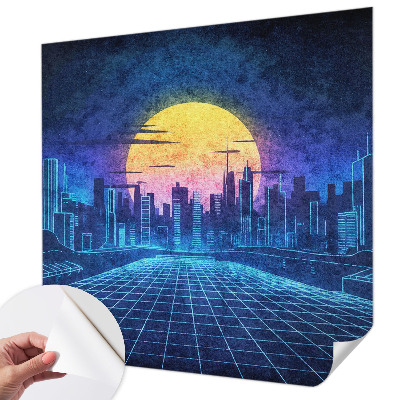 Motivtapete fürs Wohnzimmer mit einer futuristischen Landschaft