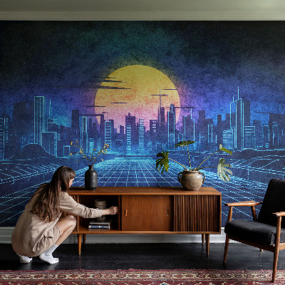 Motivtapete fürs Wohnzimmer mit einer futuristischen Landschaft