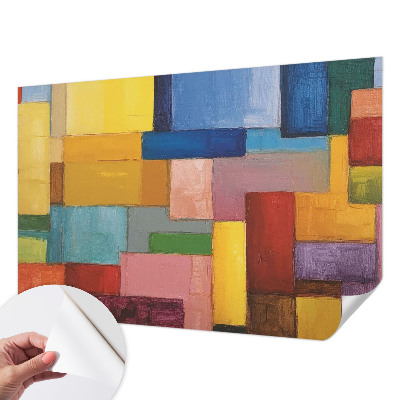 Selbstklebende Fototapete fürs Wohnzimmer mit bunten Rechtecken