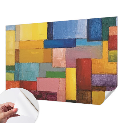 Selbstklebende Fototapete fürs Wohnzimmer mit bunten Rechtecken