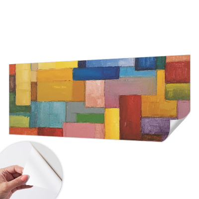 Selbstklebende Fototapete fürs Wohnzimmer mit bunten Rechtecken