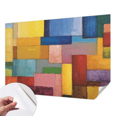 Selbstklebende Fototapete fürs Wohnzimmer mit bunten Rechtecken