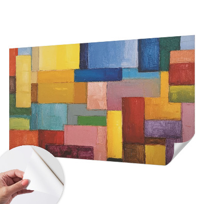 Selbstklebende Fototapete fürs Wohnzimmer mit bunten Rechtecken