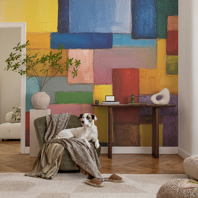 Selbstklebende Fototapete fürs Wohnzimmer mit bunten Rechtecken