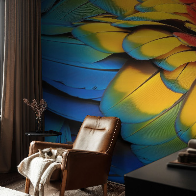 47D-Fototapete fürs Wohnzimmer mit Motiv aus Regenbogenfedern