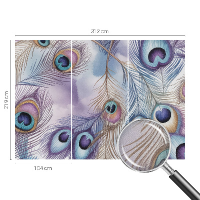 Fototapete in 3D-Optik Pfauenfedern