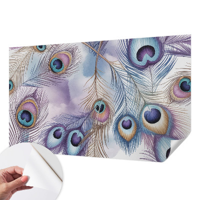 Fototapete in 3D-Optik Pfauenfedern