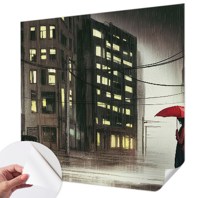 Moderne Fototapete nach Maß regnerische Stadt