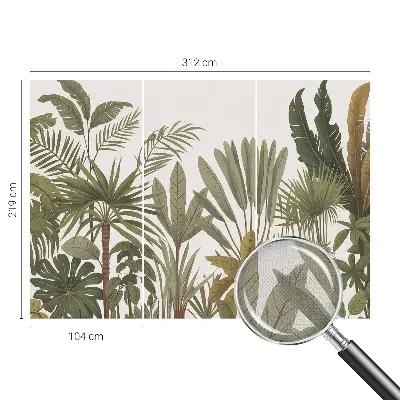 Vintage Tapete mit exotischem Blattmuster