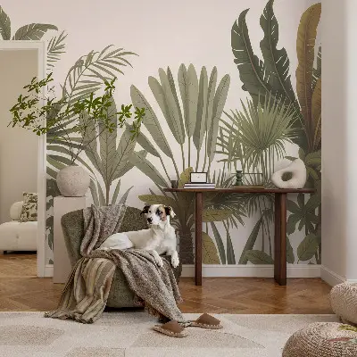 Vintage Tapete mit exotischem Blattmuster
