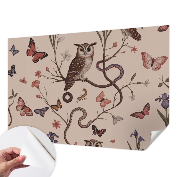 Selbstklebende Fototapete fürs Schlafzimmer Eulennatur