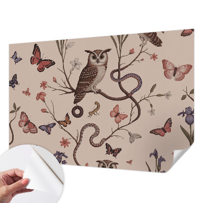 Selbstklebende Fototapete fürs Schlafzimmer Eulennatur