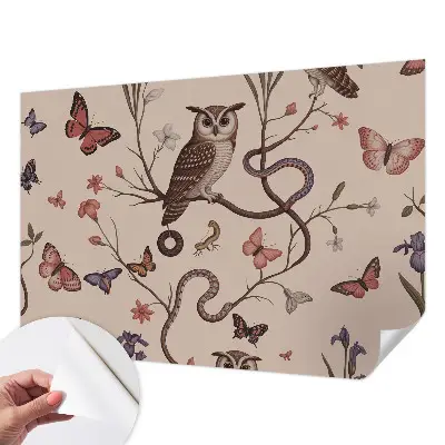 Selbstklebende Fototapete fürs Schlafzimmer mit Eulenmotiv