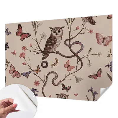 Selbstklebende Fototapete fürs Schlafzimmer mit Eulenmotiv