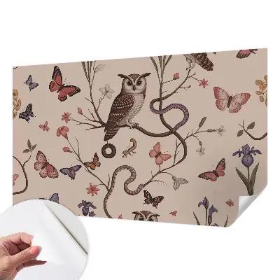 Selbstklebende Fototapete fürs Schlafzimmer mit Eulenmotiv