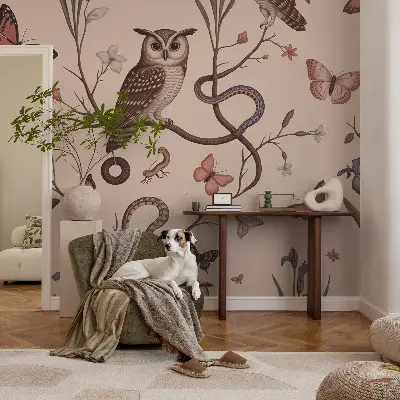 Selbstklebende Fototapete fürs Schlafzimmer mit Eulenmotiv