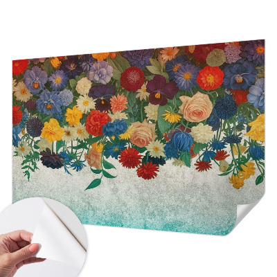 48D-Fototapete fürs Schlafzimmer mit bunten Blumen