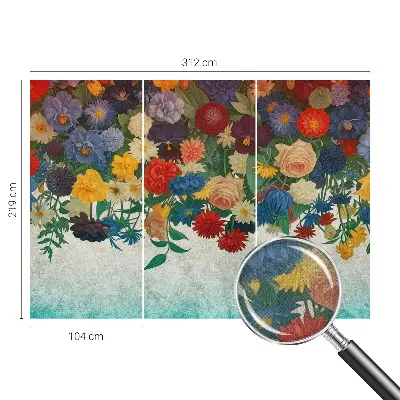 48D-Fototapete fürs Schlafzimmer mit bunten Blumen