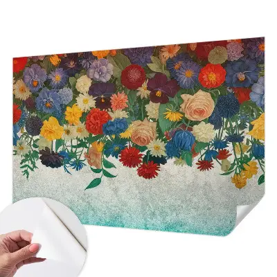 48D-Fototapete fürs Schlafzimmer mit bunten Blumen