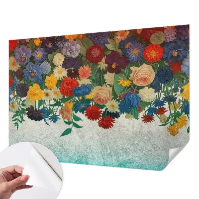 48D-Fototapete fürs Schlafzimmer mit bunten Blumen