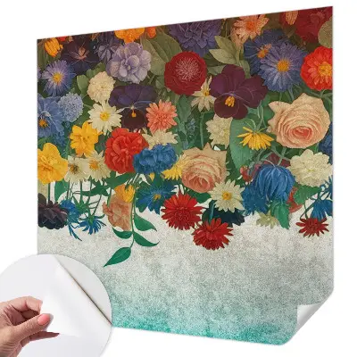 48D-Fototapete fürs Schlafzimmer mit bunten Blumen