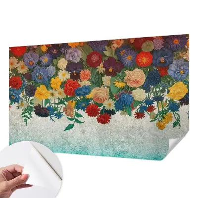 48D-Fototapete fürs Schlafzimmer mit bunten Blumen